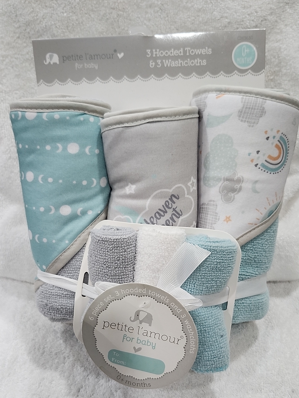 PETITE L'AMOUR BABY HOODED TOWEL AND WASHCLOTH SET